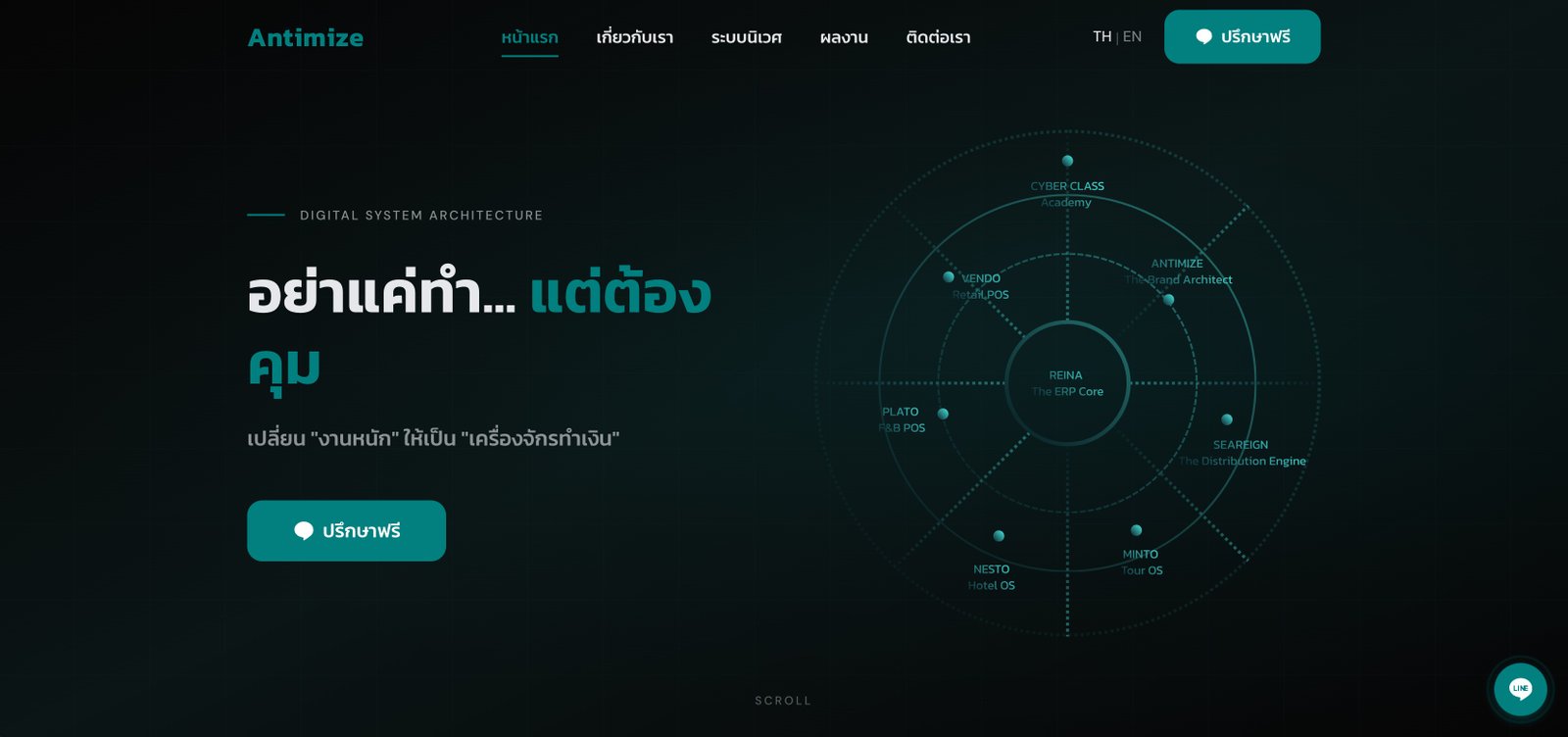 เว็บไซต์ Antimize ออกแบบและพัฒนาด้วย Package 1 Option A